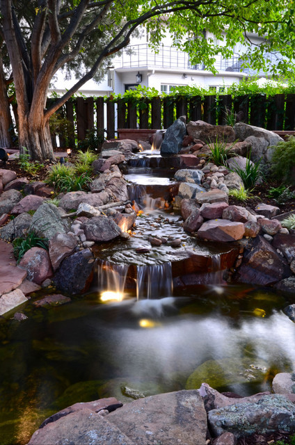 Best ideas about Backyard Water Features
. Save or Pin Park Hill Backyard Water Feature Traditional Landscape Now.