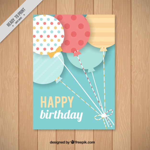 Best ideas about Balloon Birthday Card
. Save or Pin Flat balloon birthday card Vector Now.