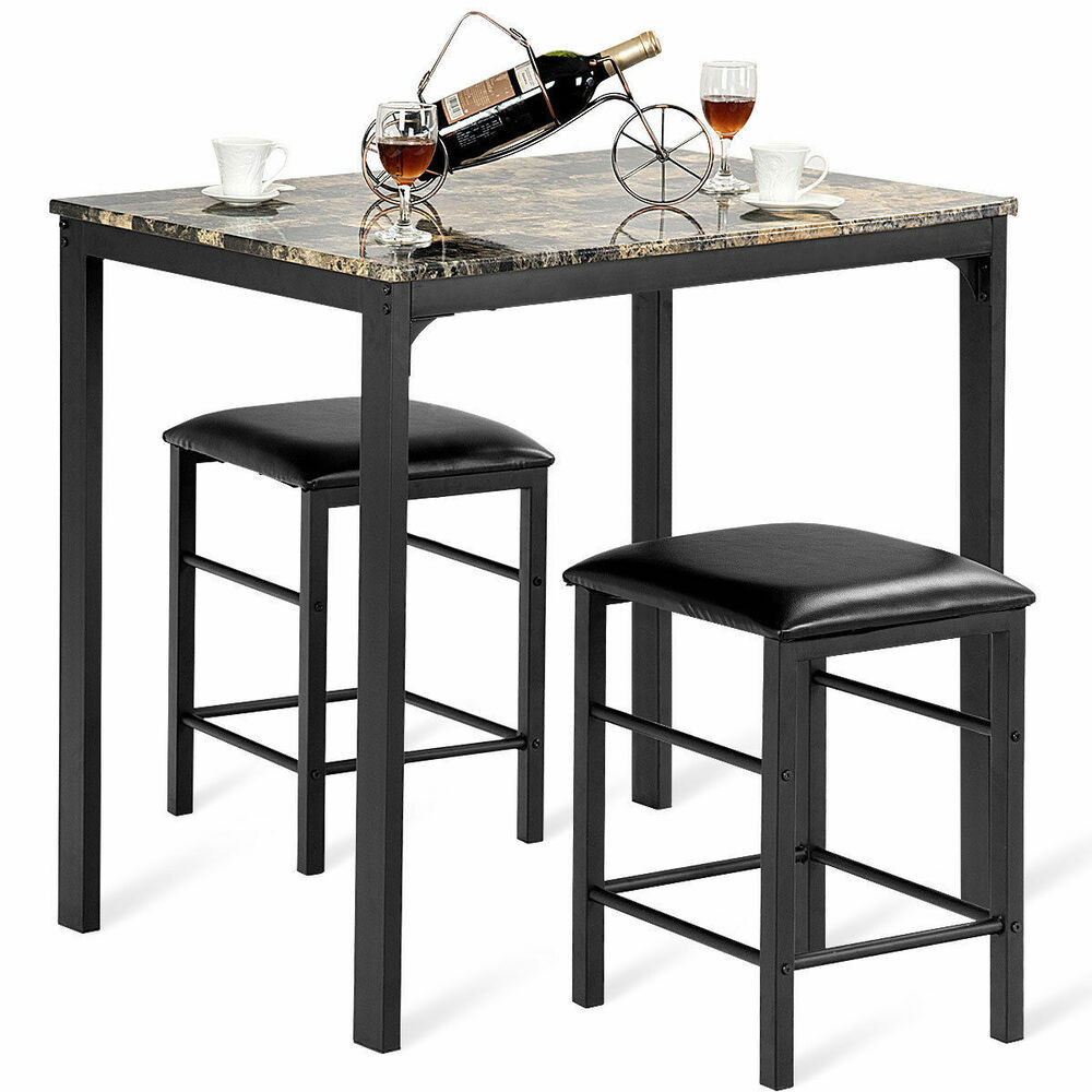 Best ideas about Bar Tables And Chair Sets
. Save or Pin 3 PCS Counter Height Dining Set Faux Marble Table 2 Chairs Now.