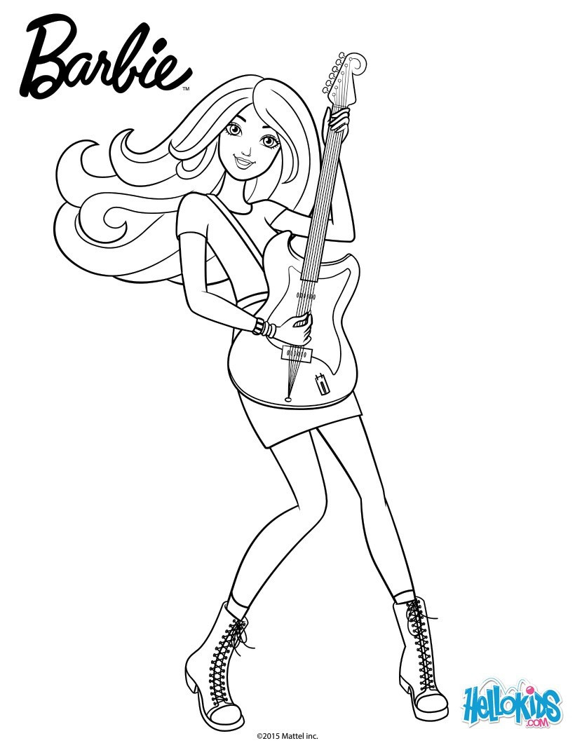 Best ideas about Barbie Printable Coloring Sheets
. Save or Pin Barbie plays guitar coloring pages Hellokids Now.