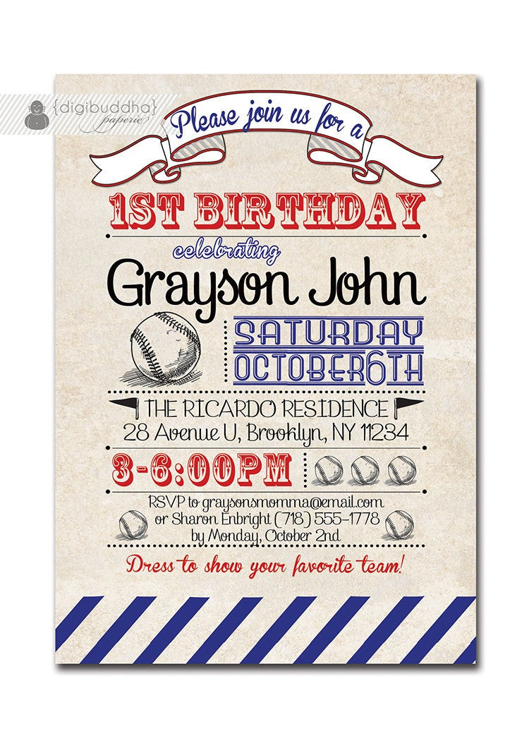 Best ideas about Baseball Birthday Invitations
. Save or Pin Baseball Birthday Invitation 1st Birthday Baseball Vintage Now.