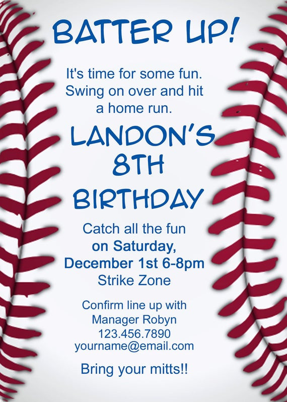 Best ideas about Baseball Birthday Invitations
. Save or Pin Baseball Invitation by makeitpersonalforyou on Etsy Now.