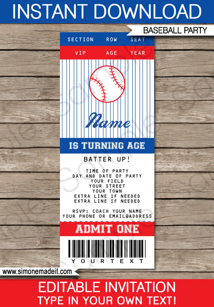 Best ideas about Baseball Birthday Invitations
. Save or Pin Baseball Ticket Invitation Template Now.