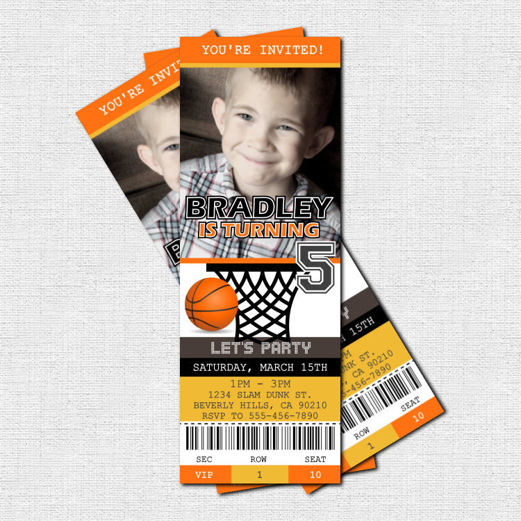 Best ideas about Basketball Birthday Invitations
. Save or Pin BASKETBALL TICKET INVITATIONS Birthday Party print by Now.