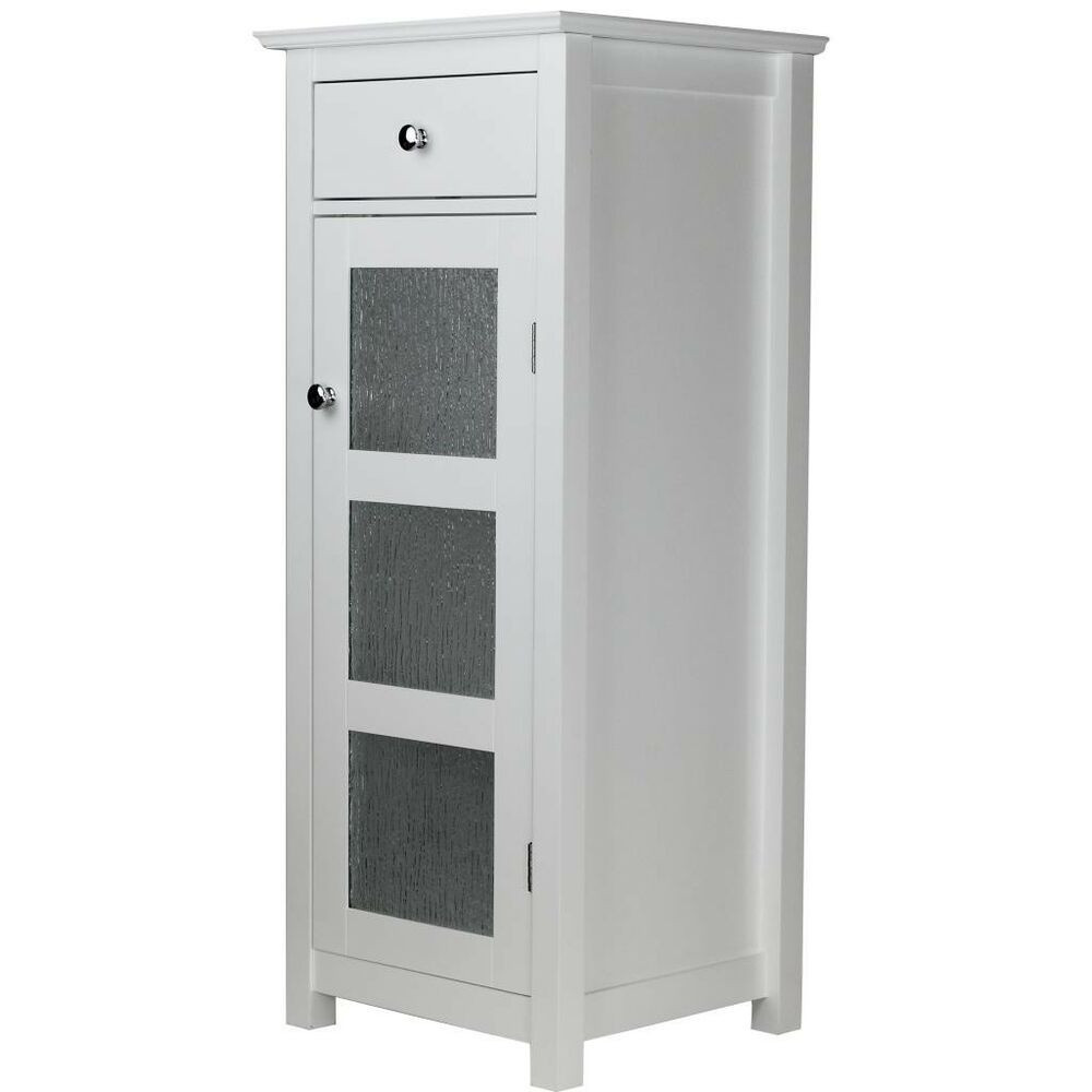 Best ideas about Bathroom Floor Cabinet
. Save or Pin Connor White Bathroom Floor Cabinet w Textured Glass Door Now.