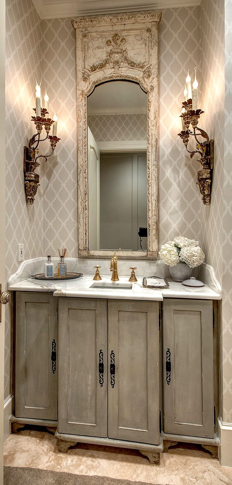 Best ideas about Bathroom In French
. Save or Pin french Powder Room and THAT mirror Now.