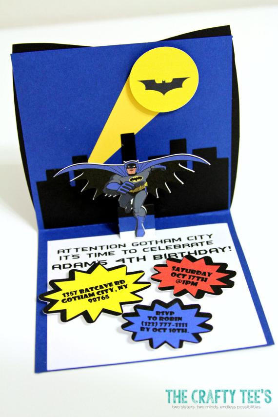 Best ideas about Batman Birthday Card
. Save or Pin Batman Invitation Pop Up Card Batman by TheCraftyTees on Etsy Now.