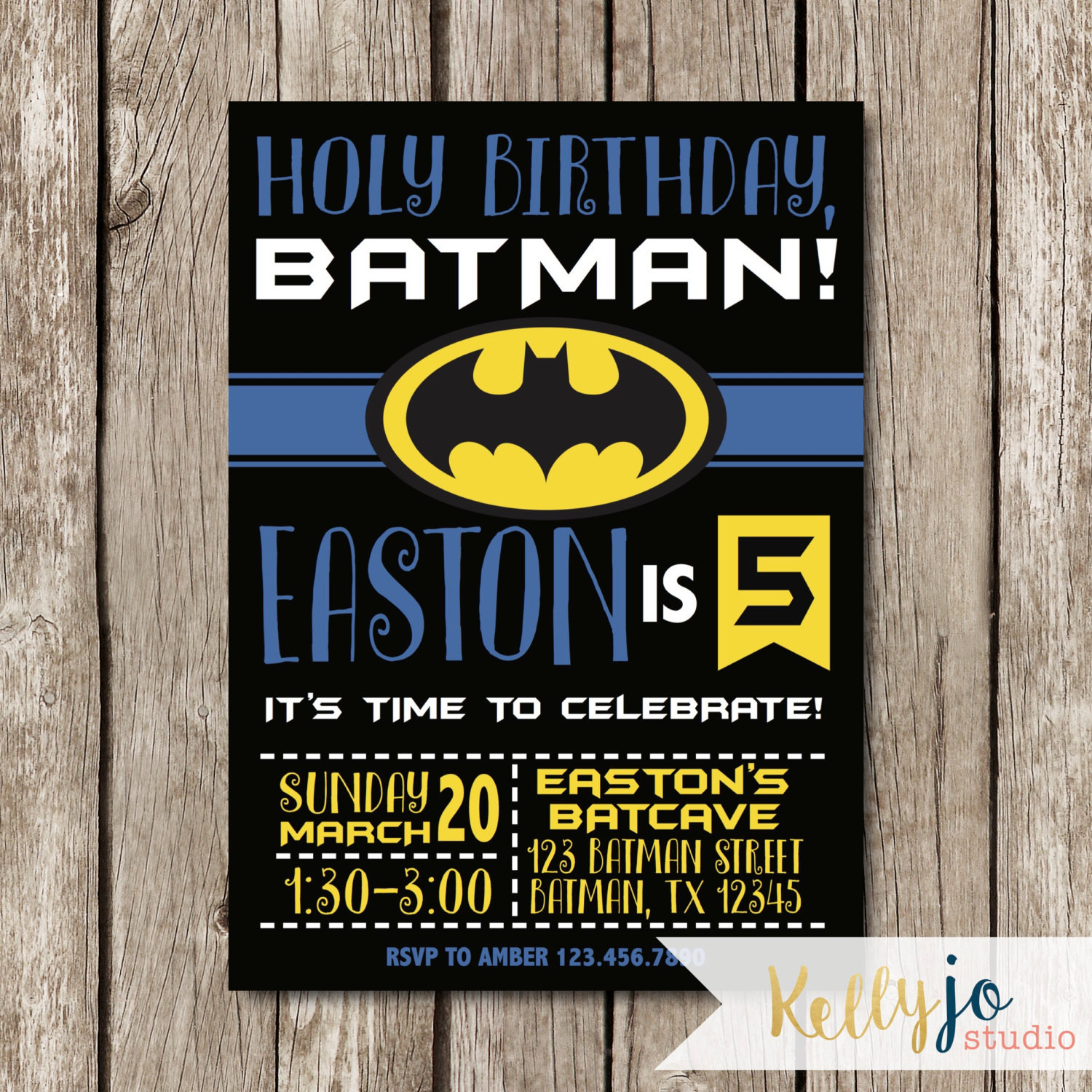 Best ideas about Batman Birthday Invitations
. Save or Pin Batman Birthday Party Invitation Yellow Black and Blue Now.