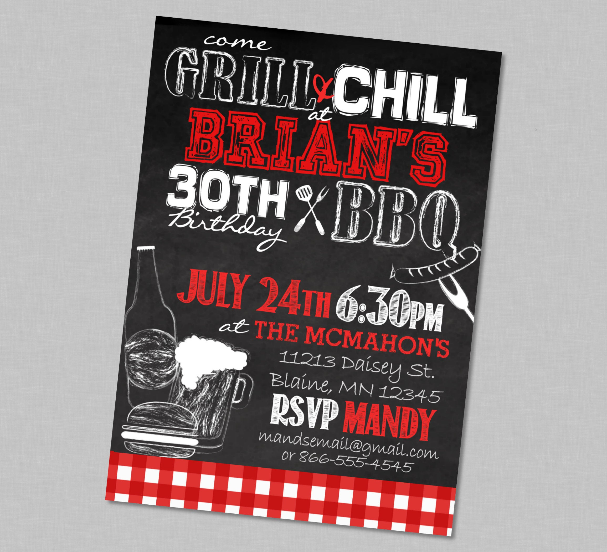 Best ideas about Bbq Birthday Invitations
. Save or Pin Adult Birthday BBQ Chill & Grill Party Invitation Red Now.