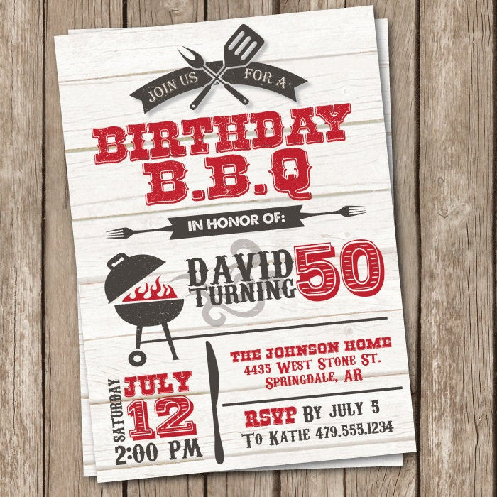 Best ideas about Bbq Birthday Invitations
. Save or Pin BBQ Birthday Invitation Grilling Party Invitation 50th Now.