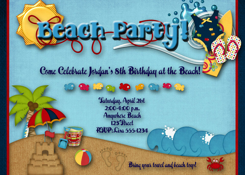 Best ideas about Beach Birthday Party Invitations
. Save or Pin Beach Party Birthday Party Invitation Pool Party Boy Now.