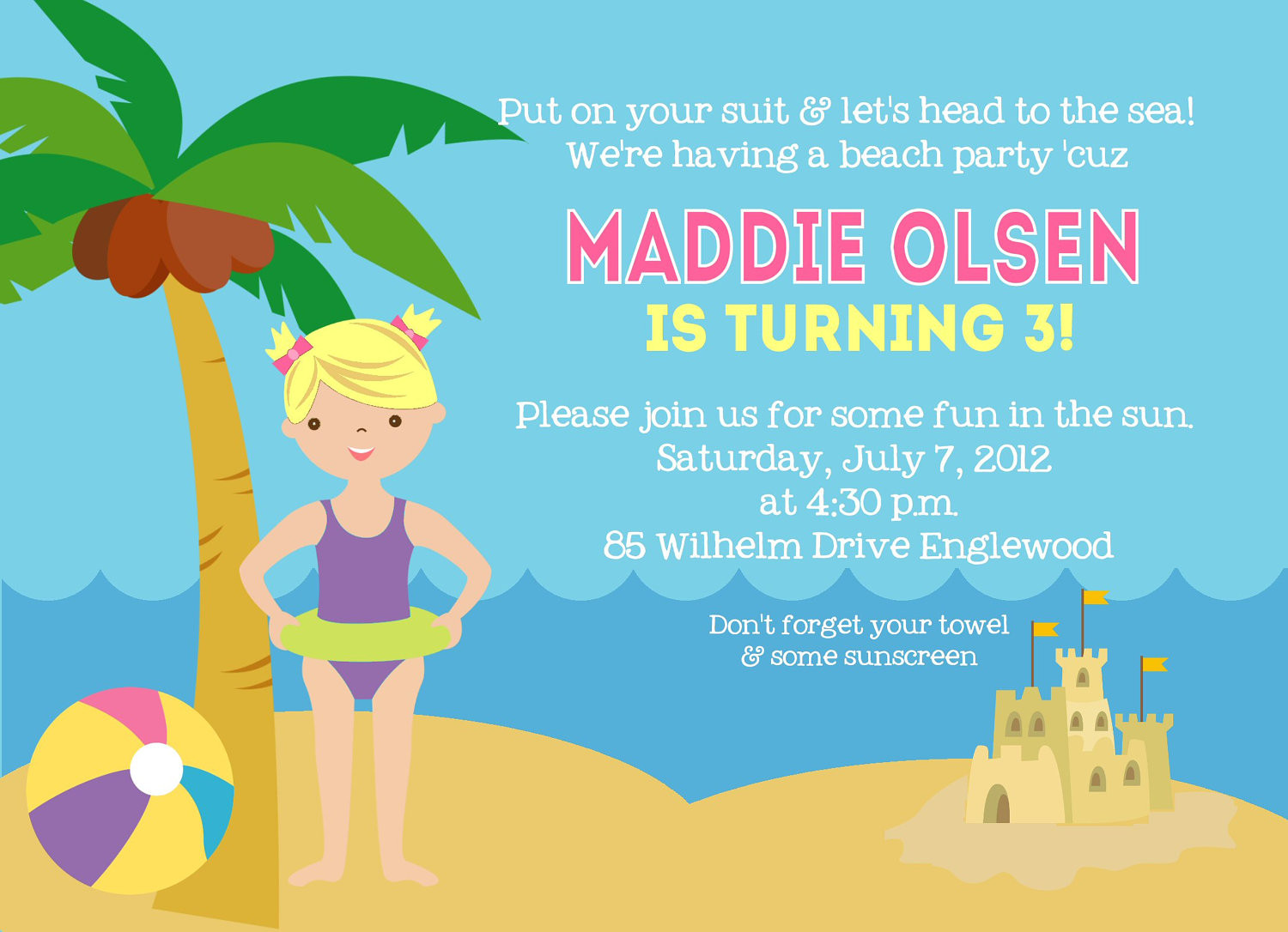 Best ideas about Beach Birthday Party Invitations
. Save or Pin Beach Birthday Invitation Swimming Birthday Invitation Now.