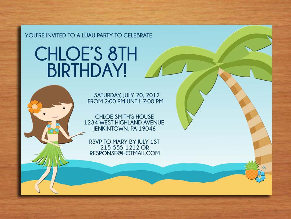 Best ideas about Beach Birthday Party Invitations
. Save or Pin Luau Beach Party Birthday Party Invitation Cards PRINTABLE Now.