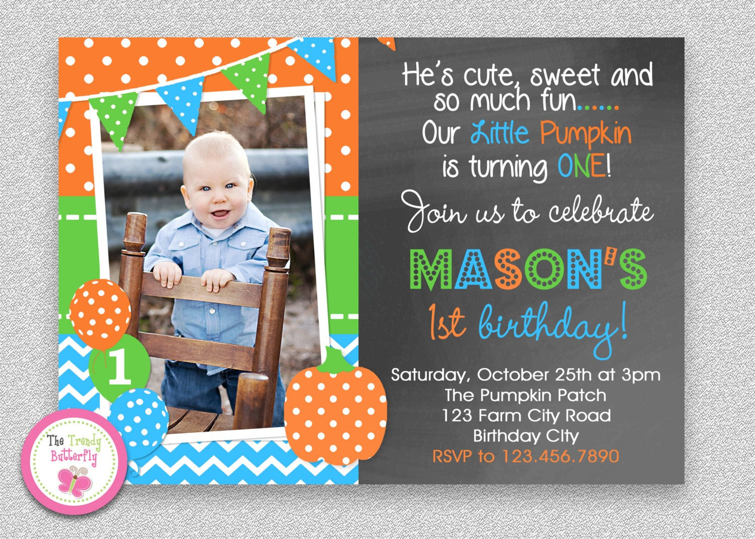 Best ideas about Birthday Boy Invitations
. Save or Pin Boys Pumpkin Birthday Invitation Fall Pumpkin Boys 1st Now.