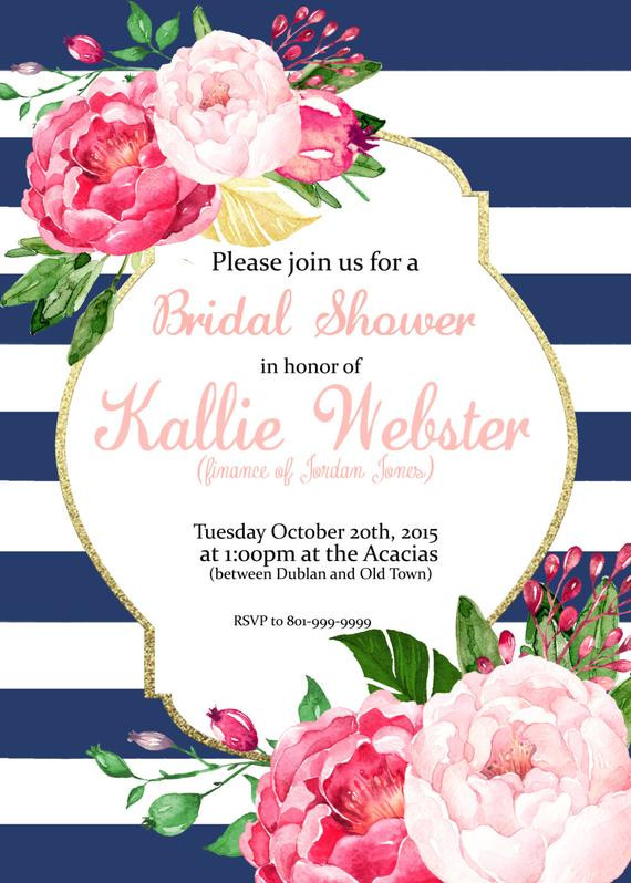 Best ideas about Birthday Brunch Invitations
. Save or Pin Pink Floral stripes invitation Bridal Shower Baby Now.