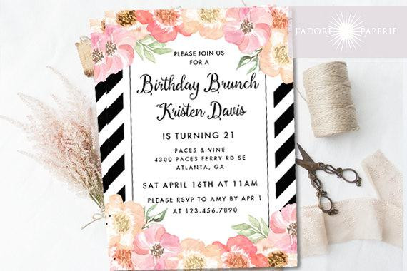 Best ideas about Birthday Brunch Invitations
. Save or Pin Birthday Invite Birthday Brunch Invitation Floral Birthday Now.