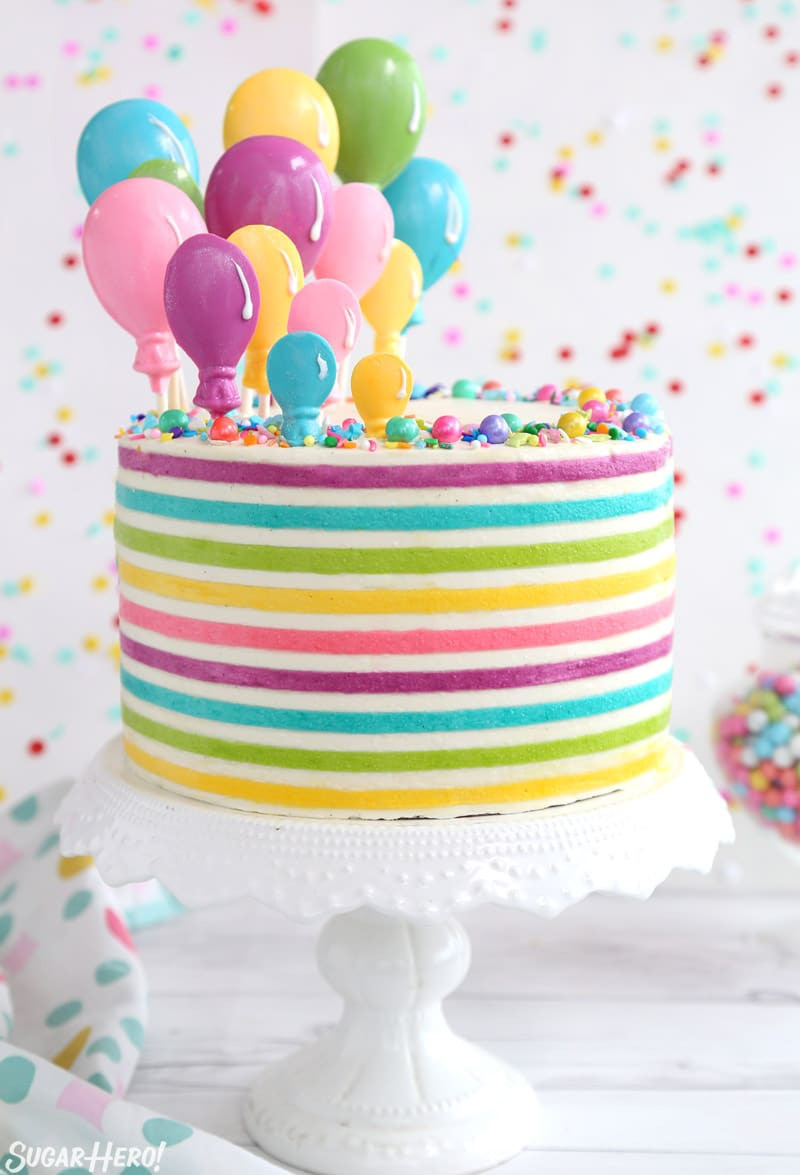 Best ideas about Birthday Cake And Balloons
. Save or Pin Striped Buttercream Balloon Cake SugarHero Now.