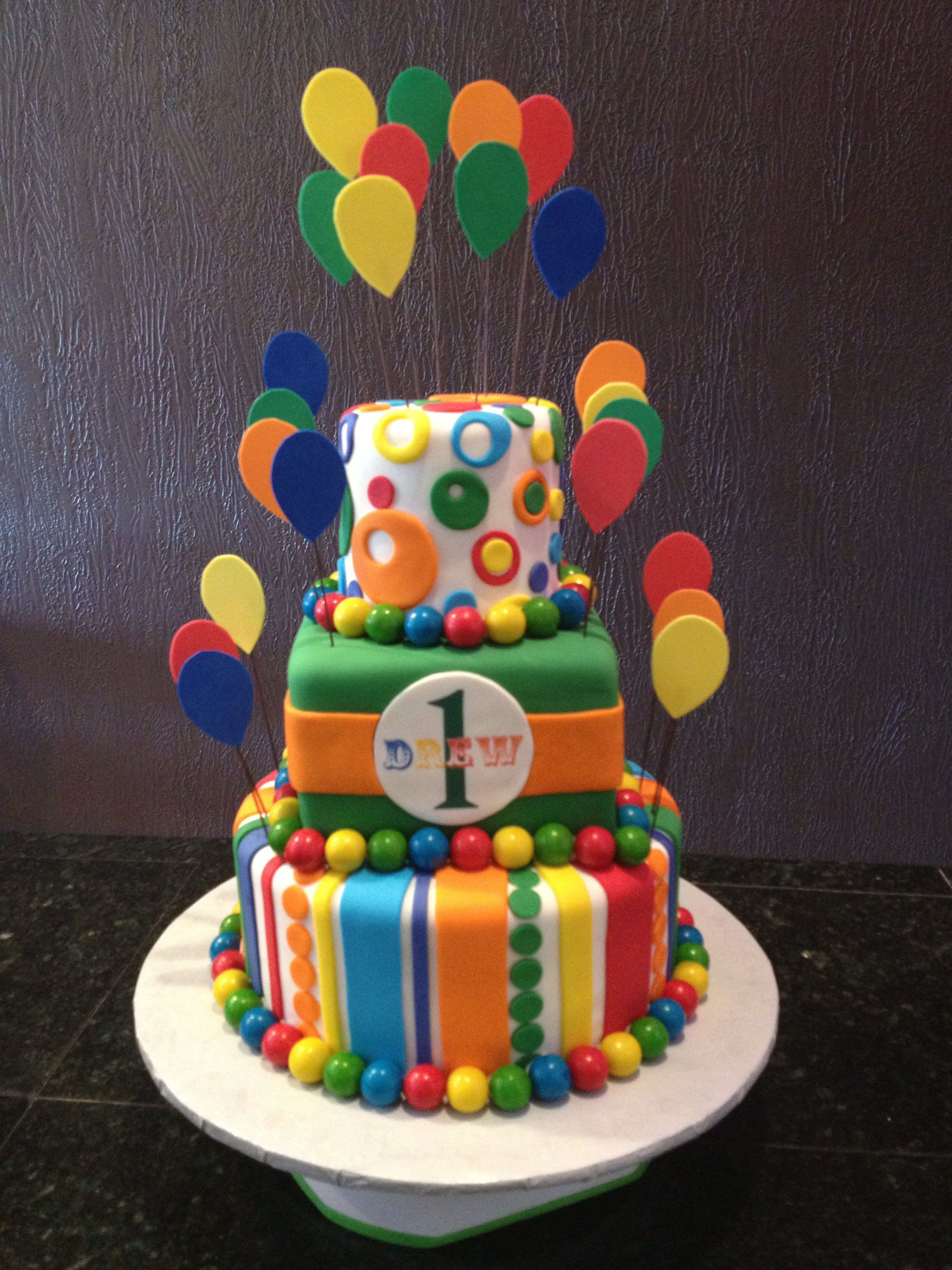 Best ideas about Birthday Cake And Balloons
. Save or Pin Circus theme birthday cake Rainbow colors Balloons Now.