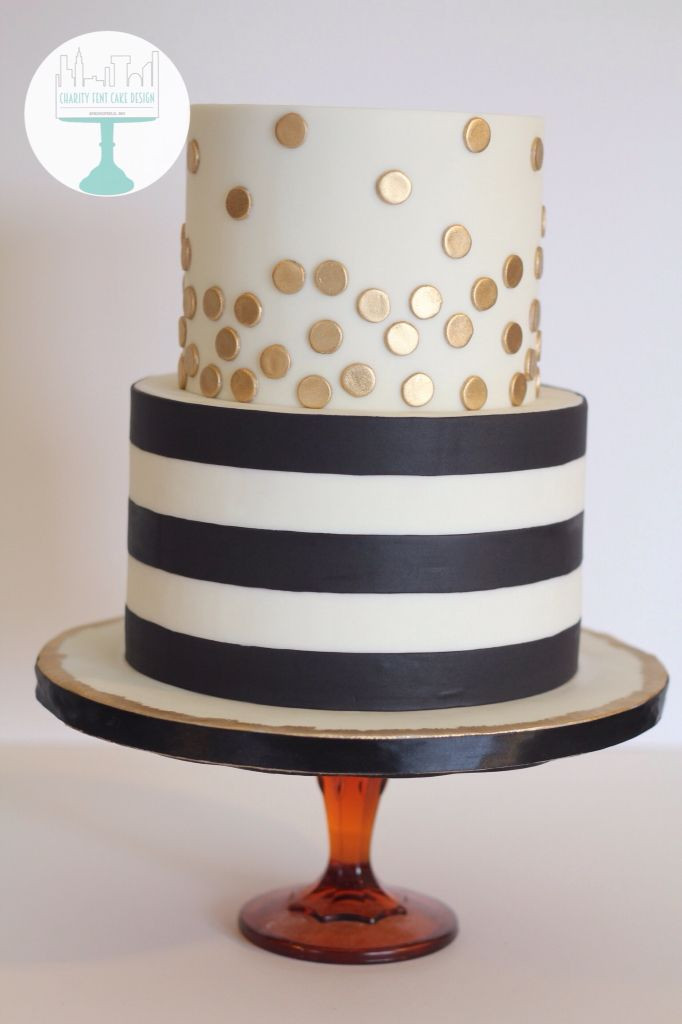 Best ideas about Birthday Cake Black And White
. Save or Pin Black and white striped birthday cake Metallic gold polka Now.