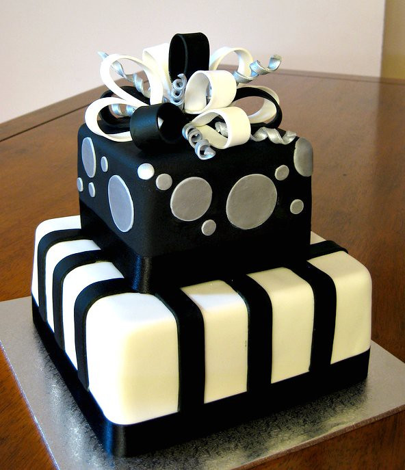 Best ideas about Birthday Cake Black And White
. Save or Pin Black & Silver Present 30th Birthday Cake e b Now.