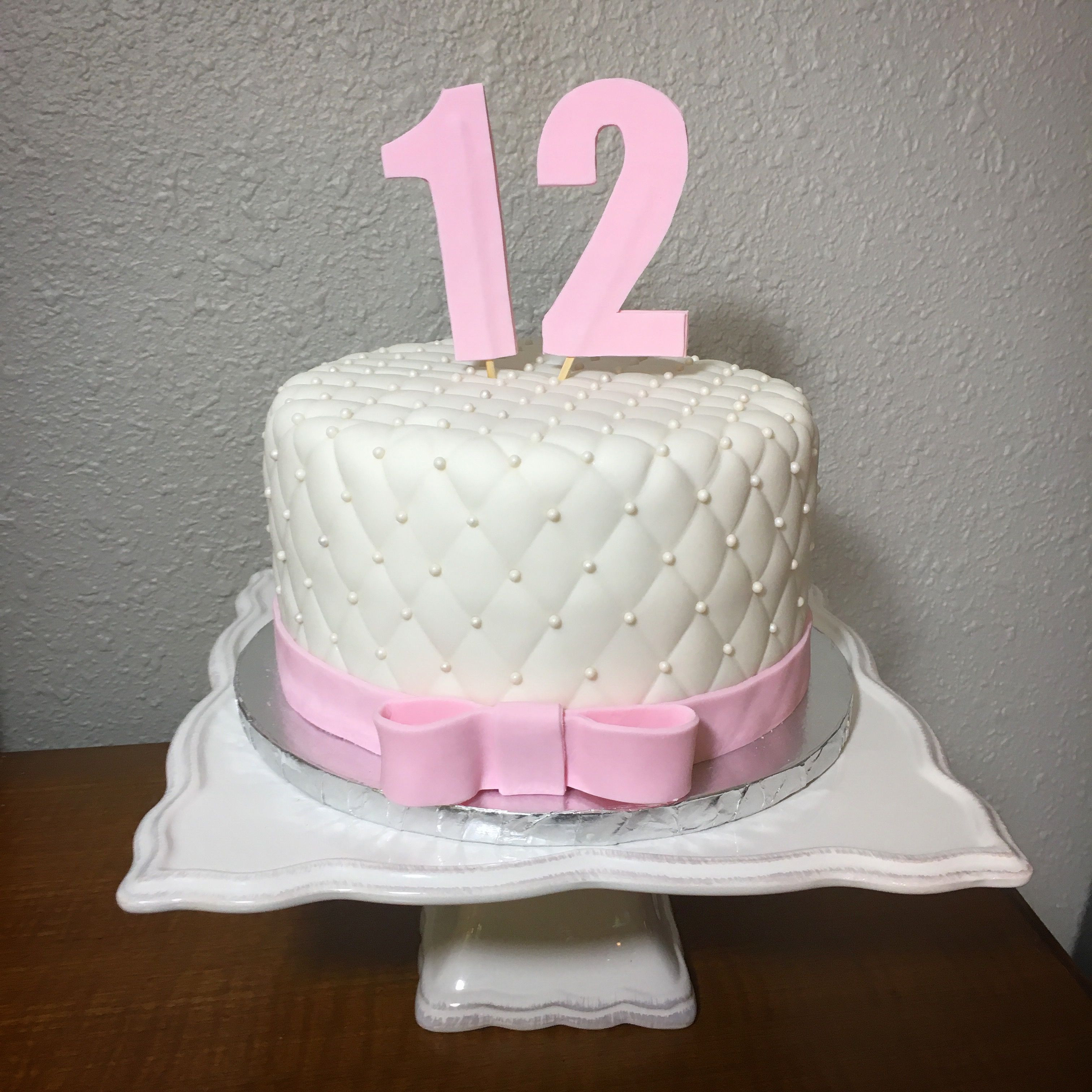 Best ideas about Birthday Cake For 12 Years Old Girl
. Save or Pin Tufted simple white and pink birthday cake for 12 year old Now.