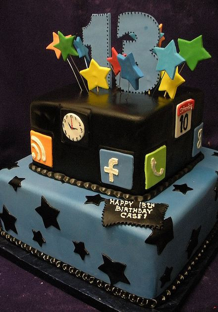 Best ideas about Birthday Cake For 13 Year Old Boy
. Save or Pin Two tier 13th birthday cake with Internet theme JPG Now.