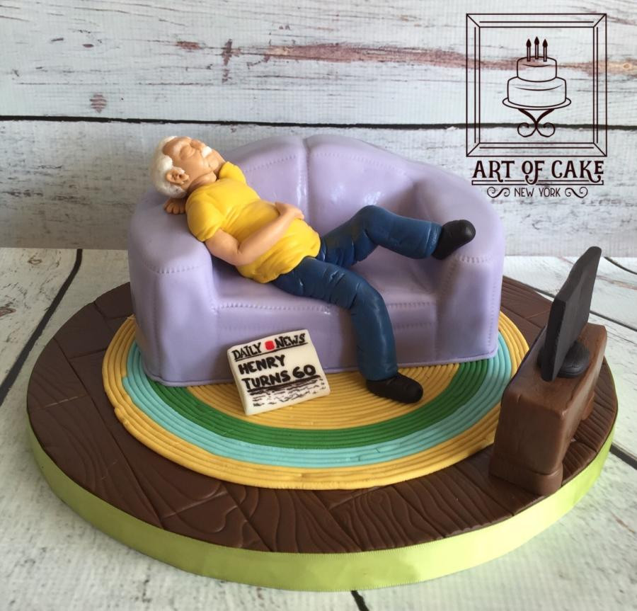 Best ideas about Birthday Cake For Man
. Save or Pin Old Man on a Couch 60th Birthday Cake cake by Akademia Now.