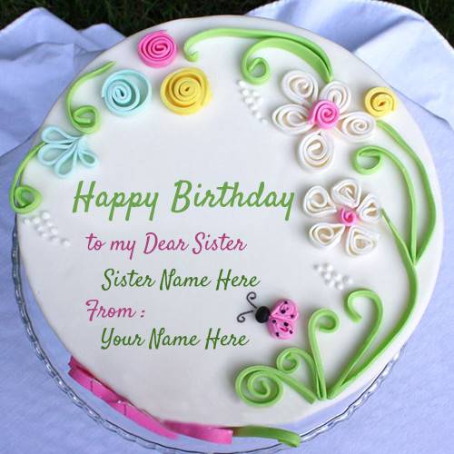 Best ideas about Birthday Cake For Sister
. Save or Pin Birthday cake for sister with name – Write name on image Now.