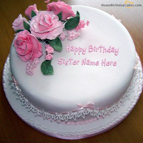 Best ideas about Birthday Cake For Sister
. Save or Pin Write name on Rose Birthday Cake For Sister Happy Now.