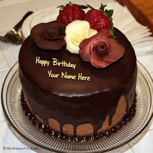 Best ideas about Birthday Cake Images With Names
. Save or Pin Write Your Name Chocolate Birthday Cake With Rose Picture Now.
