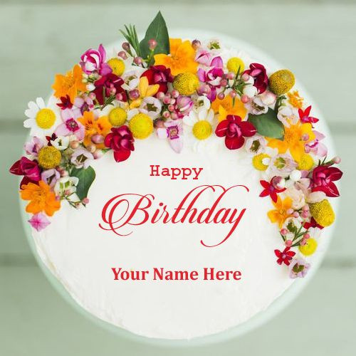 Best ideas about Birthday Cake Images With Wishes
. Save or Pin Happy Birthday Colorful Flower Cake With Your Name Print Now.