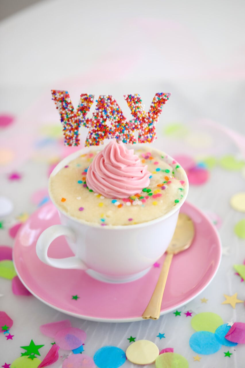 Best ideas about Birthday Cake In A Mug
. Save or Pin Celebration Vanilla Mug Cake Recipe — Gemma s Bigger Now.