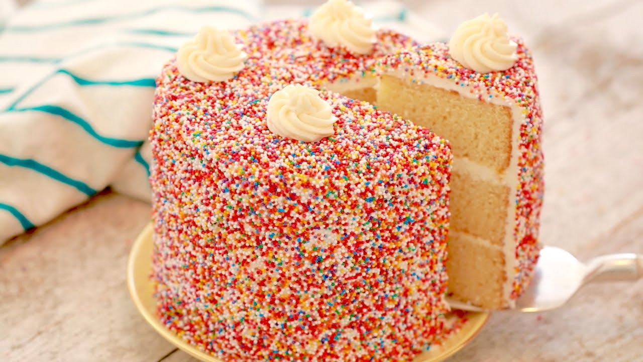 Best ideas about Birthday Cake Recipe
. Save or Pin Vanilla BIRTHDAY CAKE Recipe w Buttercream Frosting 2nd Now.