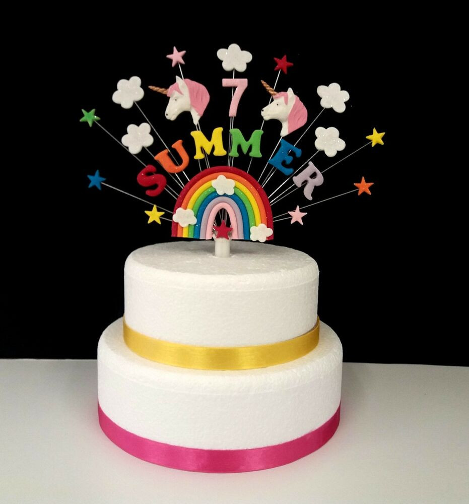 Best ideas about Birthday Cake Toppers
. Save or Pin Rainbow unicorn birthday cake topper personalised name Now.