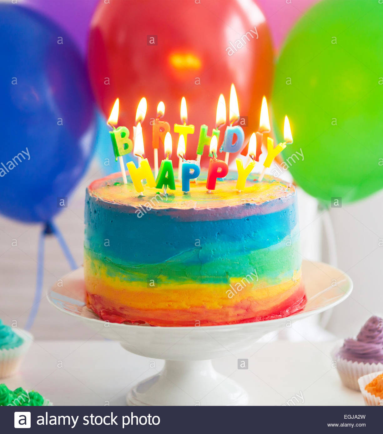 Best ideas about Birthday Cake With Candles And Balloons
. Save or Pin Rainbow cake and cupcakes decorated with birthday candles Now.
