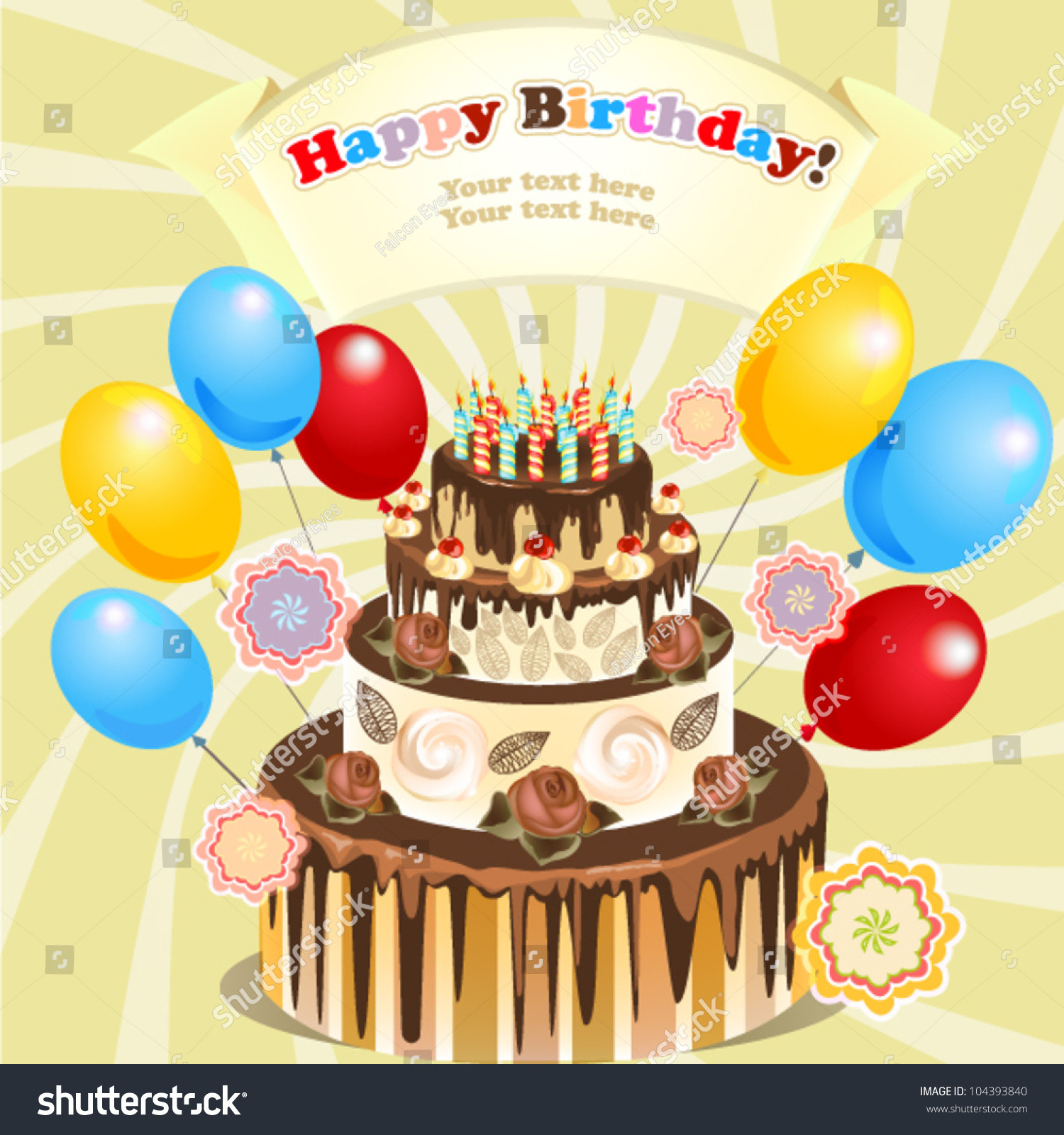 Best ideas about Birthday Cake With Candles And Balloons
. Save or Pin Big Cake Candles Balloons Original Birthday Stock Vector Now.