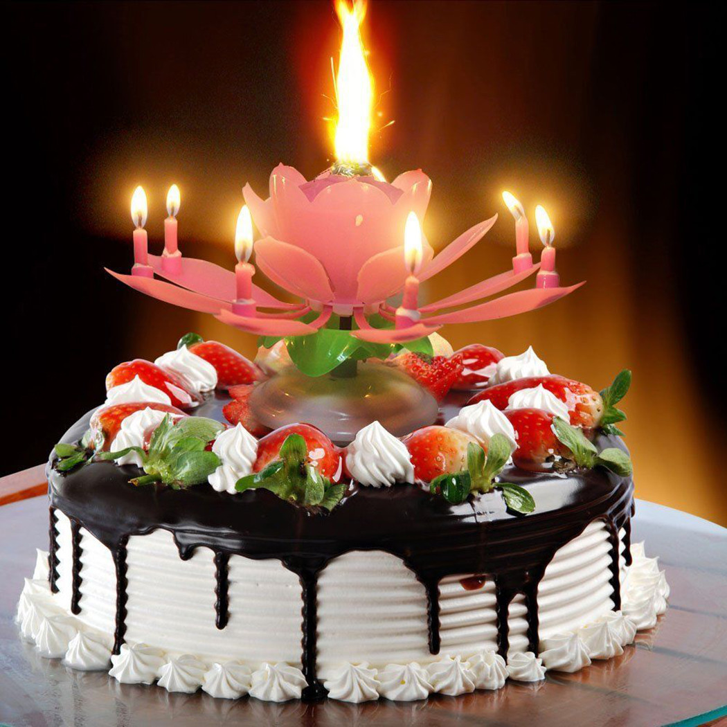 Best ideas about Birthday Cake With Candles
. Save or Pin Birthday Candle Lotus Flower Blossom Musical Party Cake Now.