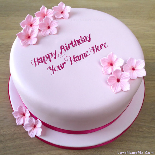 Best ideas about Birthday Cake With Name And Photo
. Save or Pin Pink Girls Birthday Cake With Flowers With Name Now.