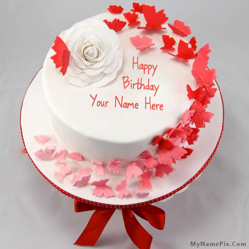 Best ideas about Birthday Cake With Names
. Save or Pin Write name on Butterflies Birthday Cake happy birthday Now.