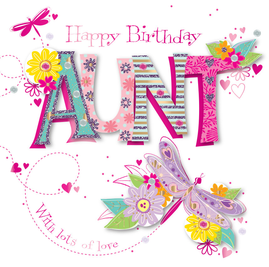9. Aunt Birthday Handmade Embellished Greeting Card.