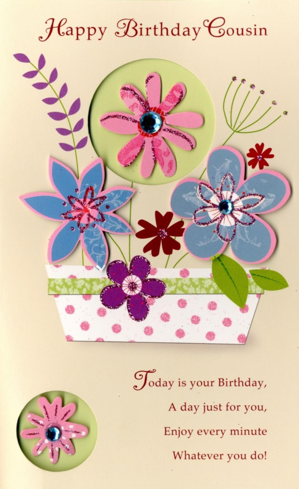 Best ideas about Birthday Card For Cousin
. Save or Pin Happy Birthday Cousin Embellished Greeting Card Now.