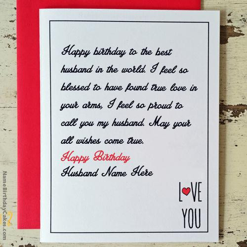 Best ideas about Birthday Card For Husband
. Save or Pin Love Birthday Card for Husband With Name Now.