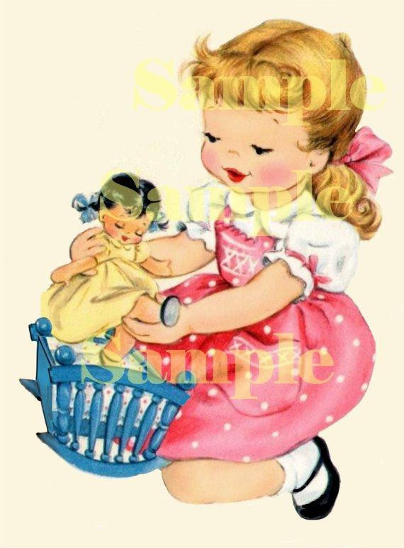 Best ideas about Birthday Card For Little Girl
. Save or Pin Digital vintage greeting card image little girl dollies Now.