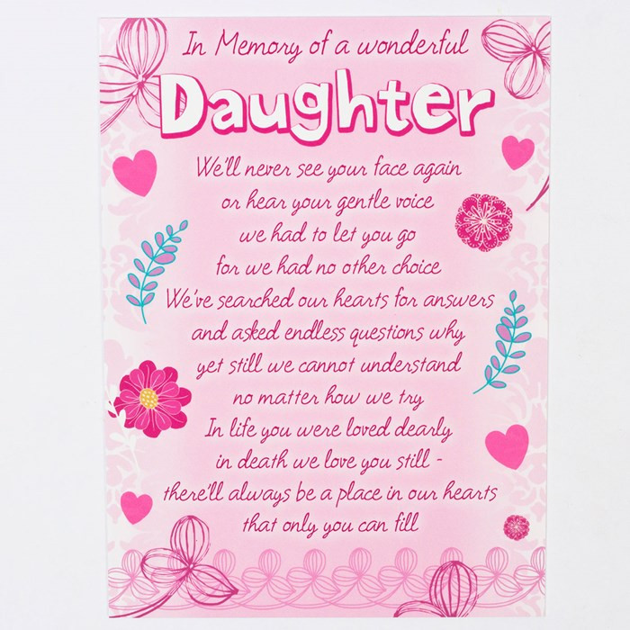 Best ideas about Birthday Card For My Daughter
. Save or Pin Memorial Card Wonderful Daughter Now.