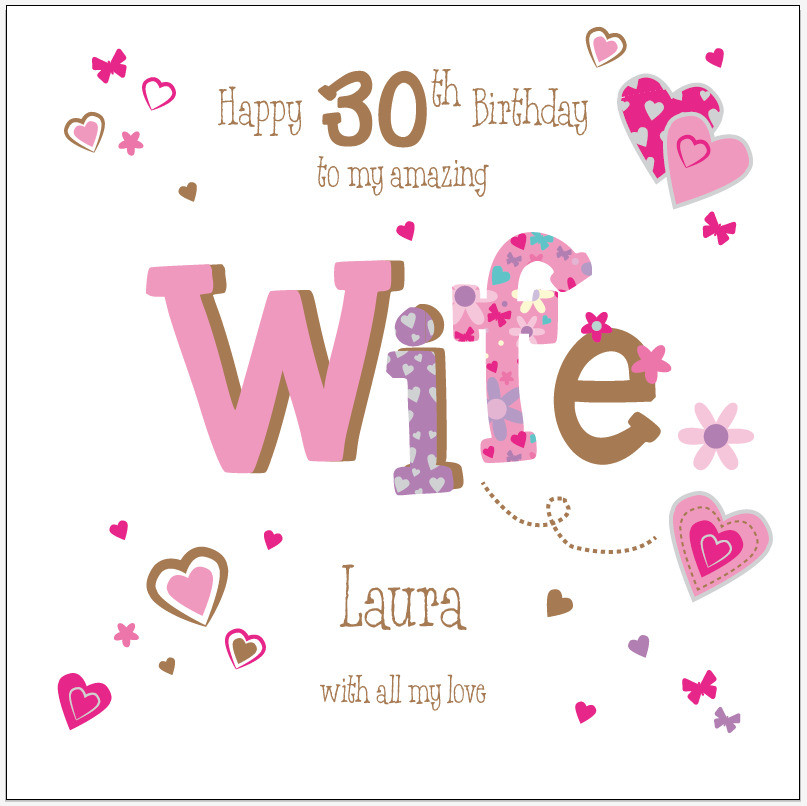 Best ideas about Birthday Card For Wife
. Save or Pin Personalised 30th birthday card wife girlfriend Any Age Now.
