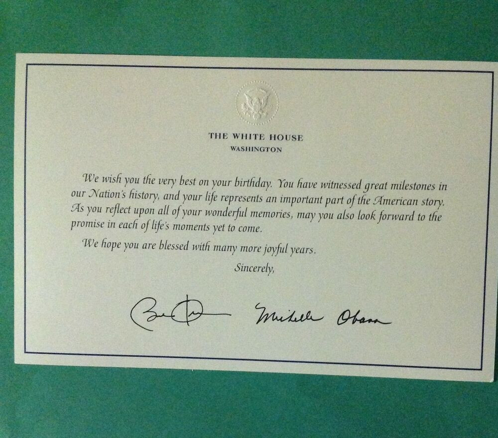 Best ideas about Birthday Card From President
. Save or Pin WHITE HOUSE BIRTHDAY CARD PRESIDENT BARACK OBAMA SIGNATURE Now.
