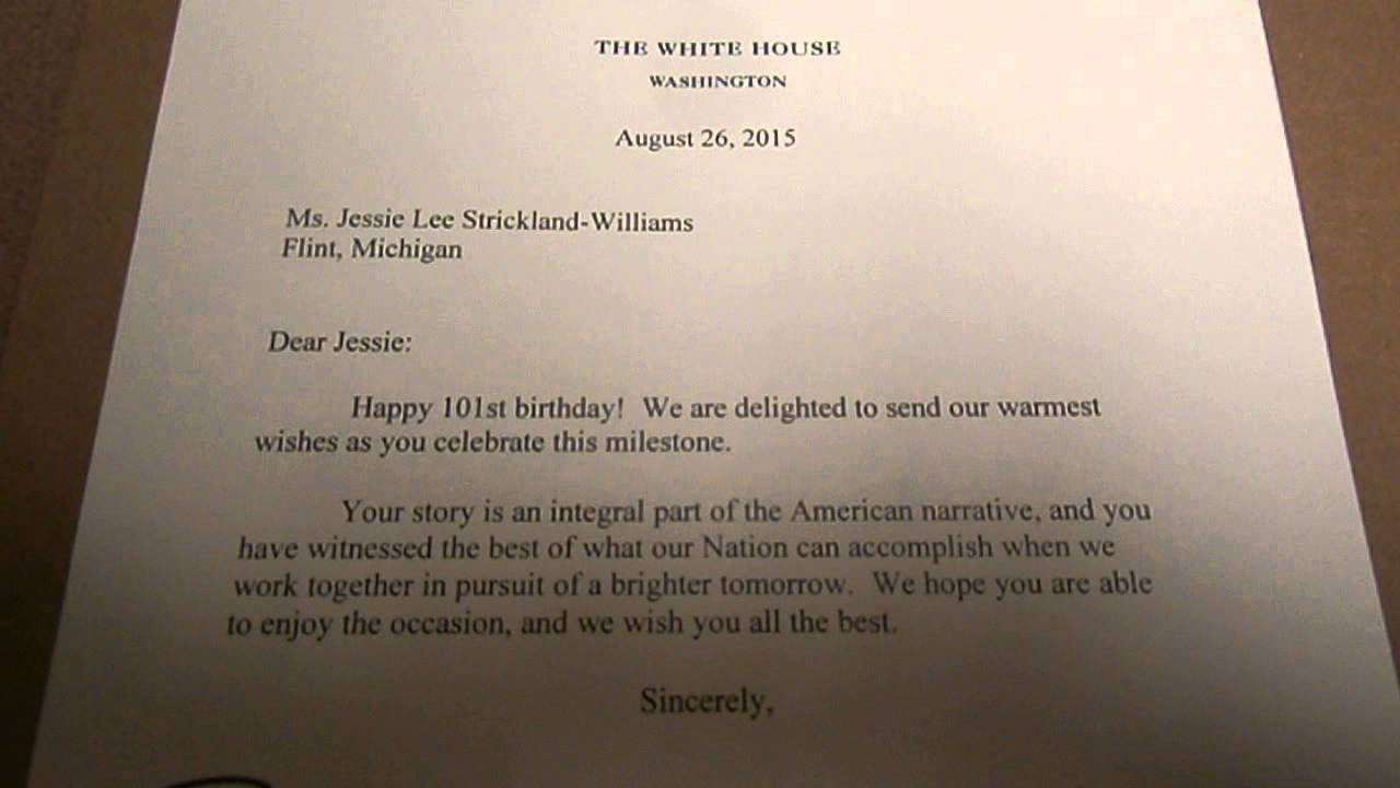 Best ideas about Birthday Card From President
. Save or Pin GRANDMA WILLIAMS 101st BIRTHDAY CARD FROM PRESIDENT OBAMA Now.