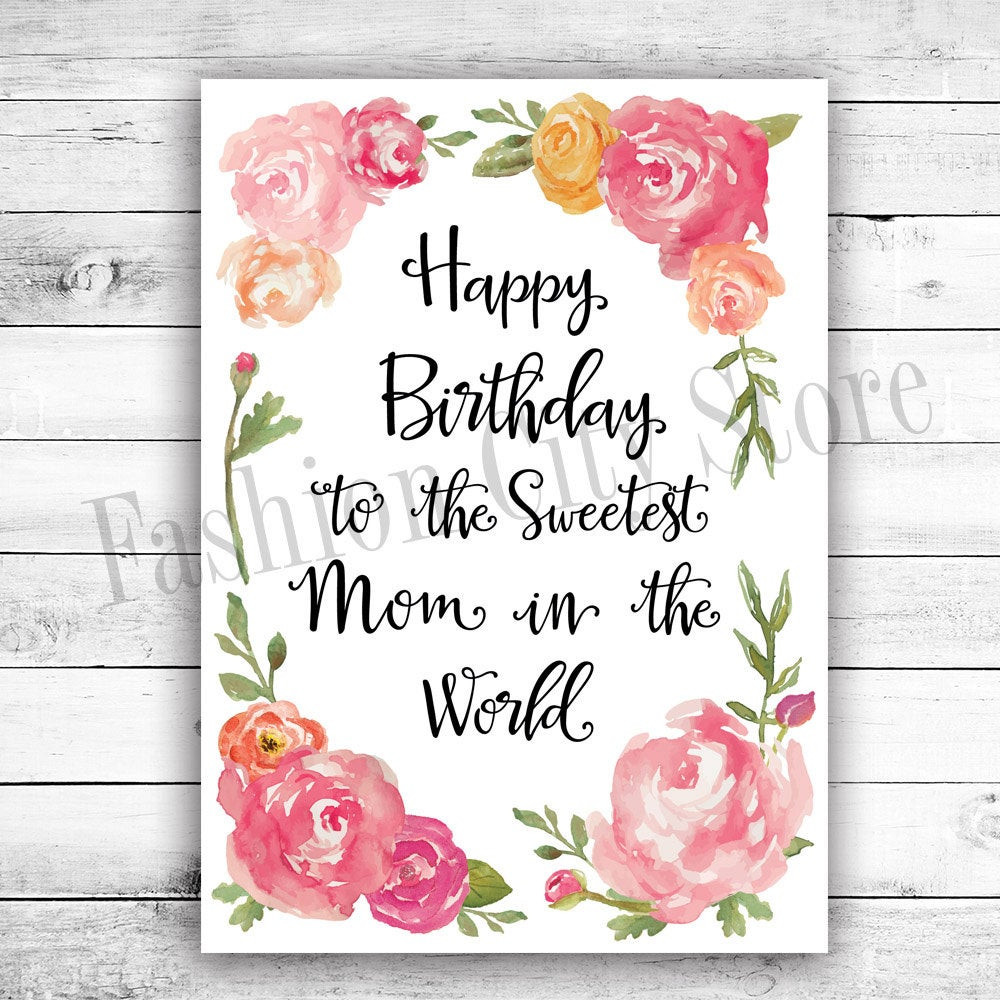 Best ideas about Birthday Card Ideas For Mom
. Save or Pin Happy Birthday Card for Mom Watercolor by FashionCityStore Now.