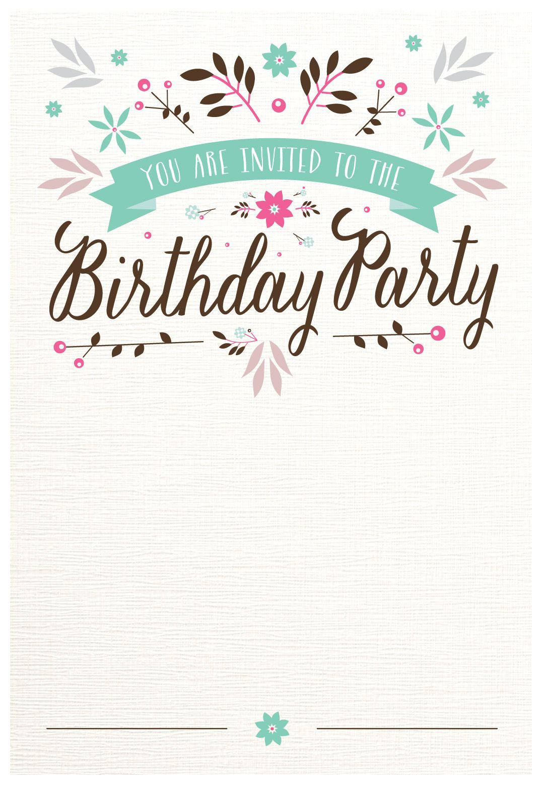 Best ideas about Birthday Card Invitations
. Save or Pin Flat Floral Free Printable Birthday Invitation Template Now.
