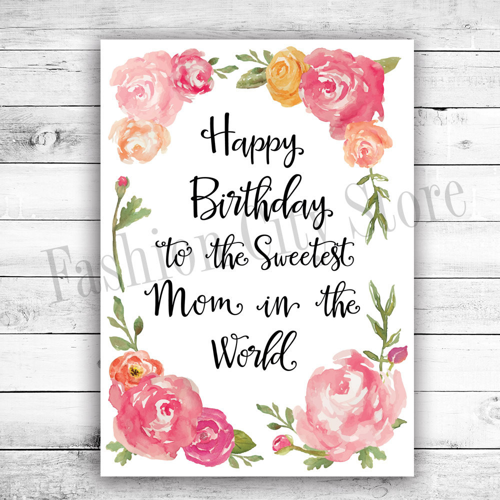 Best ideas about Birthday Card Mom
. Save or Pin Happy Birthday Card for Mom Watercolor by FashionCityStore Now.